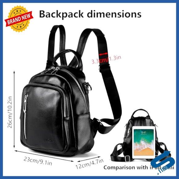 Small PU Leather Backpack Purse 3-in-1 Convertible Mini Handbag Daypack